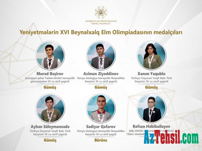 Yeniyetmələrin XVI Beynəlxalq Elm Olimpiadasının medalçıları