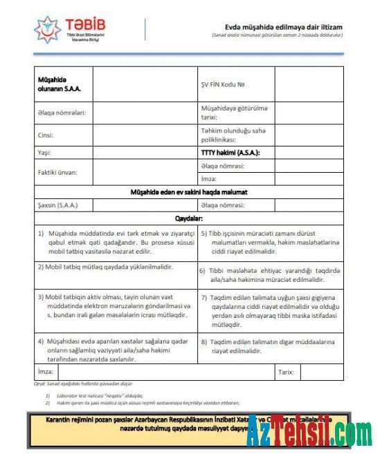 TƏBİB-dən evdə müalicə olunan koronavirus xəstələrinə XƏBƏRDARLIQ