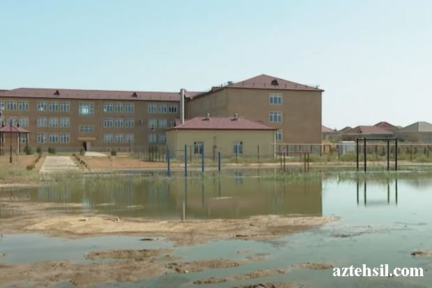 Çirkab sularının əhatəsində qalan təhsil ocağı - VİDEO