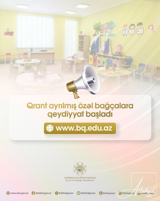 Qrant ayrılmış özəl bağçalara qeydiyyat başlayıb