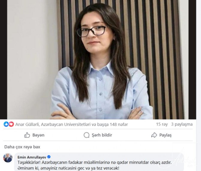 Nazir və rektor Xankəndiyə 15 saat yol gedən müəllimə təşəkkür ediblər